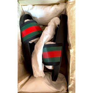 Gucci Men's Signature Stripe Slide Sandals